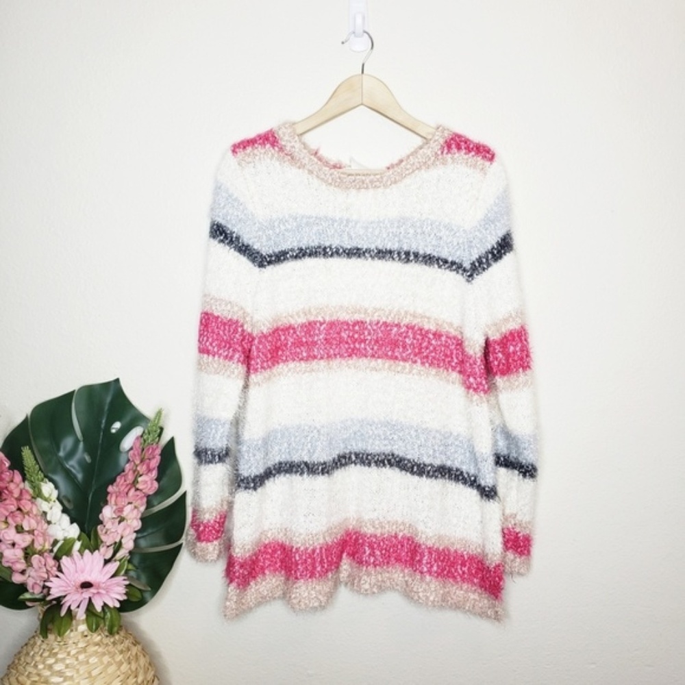 Lane Bryant Striped Fuzzy Pullover Sweater 18/20